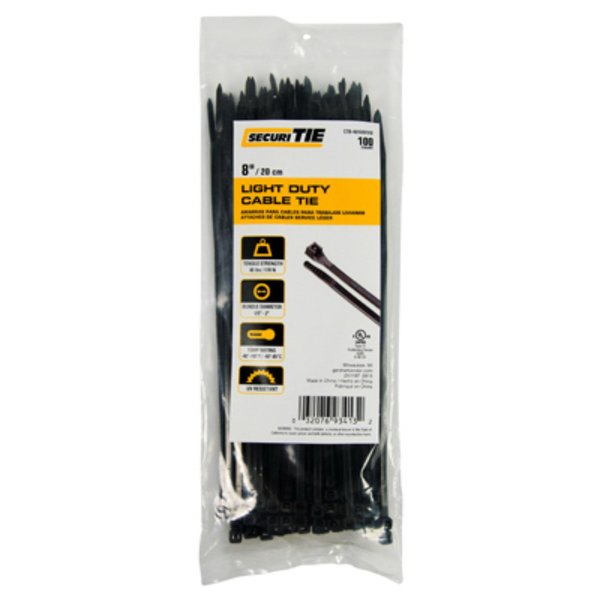 Ecm Industries 100Pk 8" Blk Ld Tie CT8-40100UVB